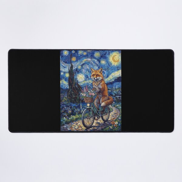 Item preview, Fox Biking Bike Starry Night Van Gogh Art Animal Lover designed and sold by dian-rody-crest.