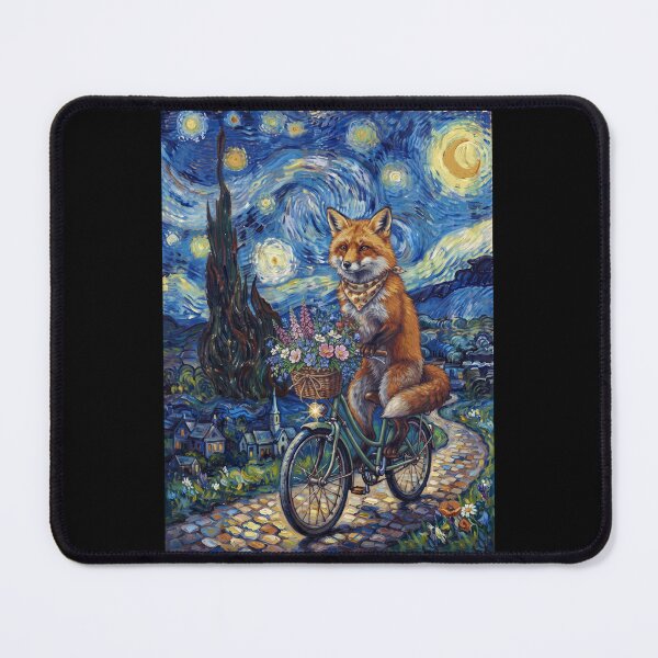 Item preview, Fox Biking Bike Starry Night Van Gogh Art Animal Lover designed and sold by dian-rody-crest.