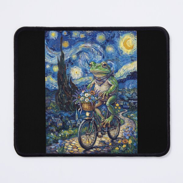 Item preview, Frog Biking Bike Starry Night Van Gogh Art Animal Lover designed and sold by dian-rody-crest.