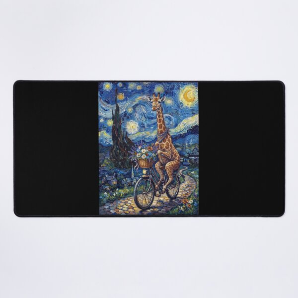 Item preview, Giraffe Biking Bike Starry Night Van Gogh Art Animal Lover designed and sold by dian-rody-crest.