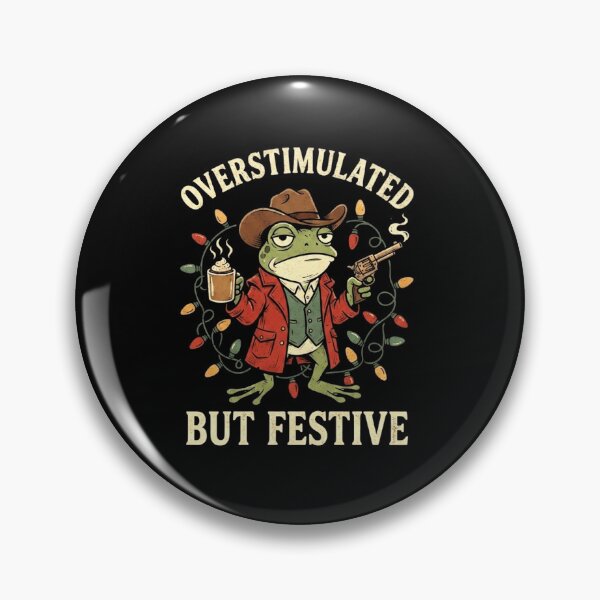 Item preview, Overstimulated but Festive Cowboy Frog Christmas Quote designed and sold by MiALopezArt.