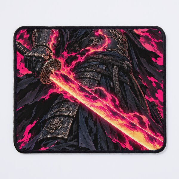 Item preview, Horned Samurai with Flaming Katana and Orange Eclipse designed and sold by MouradStudio.
