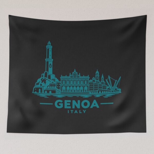 Item preview, Genoa Italy Line Art Skyline Poster designed and sold by CMYKStudio.