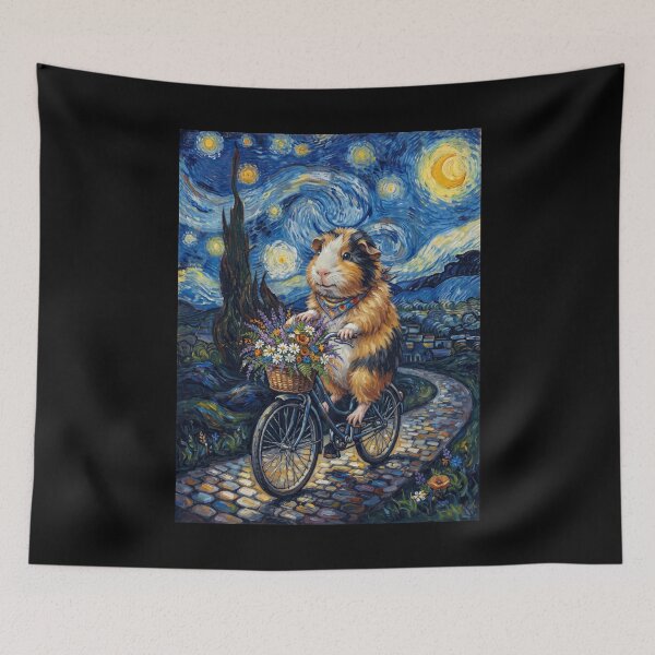Item preview, Guinea Pig Biking Bike Starry Night Van Gogh Art Animal Lover designed and sold by dian-rody-crest.