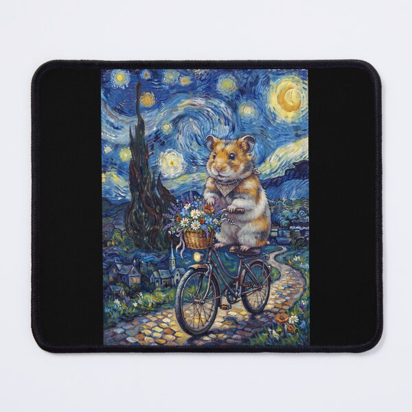 Item preview, Hamster Biking Bike Starry Night Van Gogh Art Animal Lover designed and sold by dian-rody-crest.