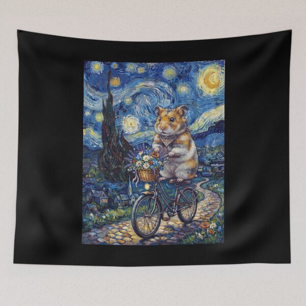 Item preview, Hamster Biking Bike Starry Night Van Gogh Art Animal Lover designed and sold by dian-rody-crest.