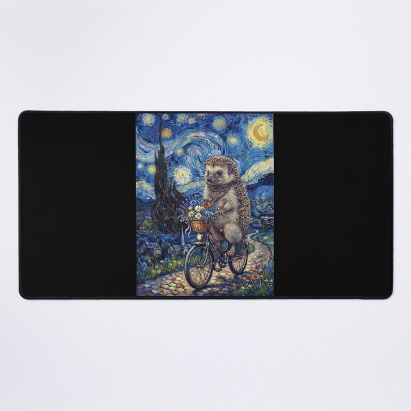 Item preview, Hedgehog Biking Bike Starry Night Van Gogh Art Animal Lover designed and sold by dian-rody-crest.