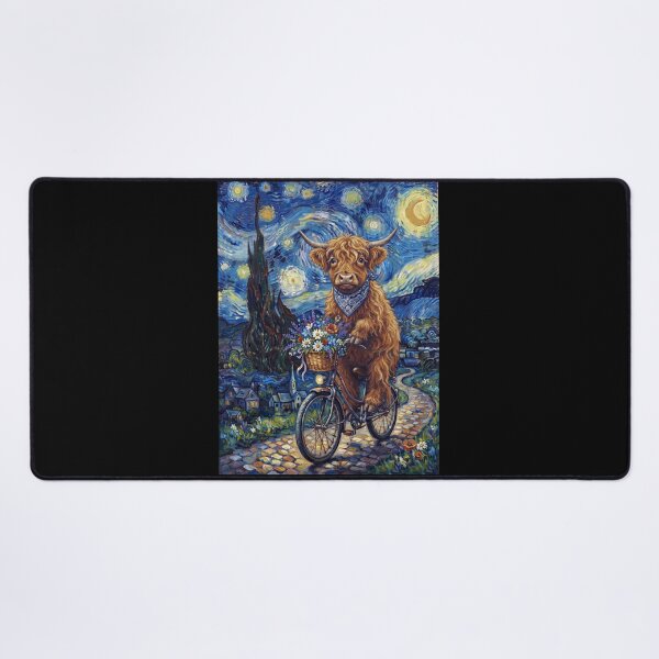 Item preview, Highland Cow Biking Bike Starry Night Van Gogh Art Animal Lover designed and sold by dian-rody-crest.