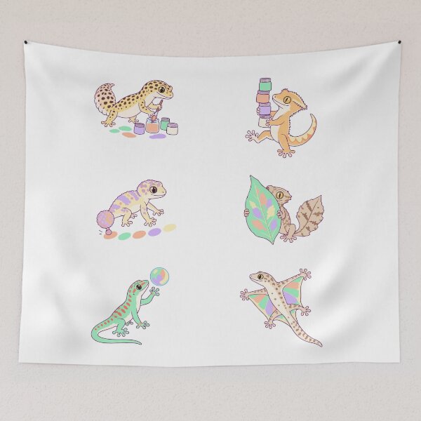 Item preview, Artistic Geckos – Pastel Paint & Playful Reptiles designed and sold by Zoolumi.
