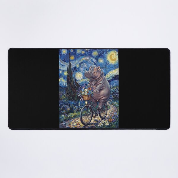 Item preview, Hippo Biking Bike Starry Night Van Gogh Art Animal Lover designed and sold by dian-rody-crest.