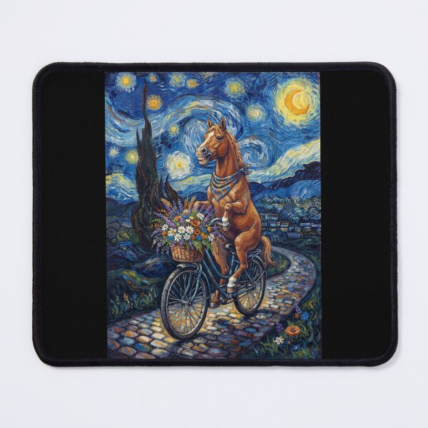 Item preview, Horse Biking Bike Starry Night Van Gogh Art Animal Lover designed and sold by dian-rody-crest.