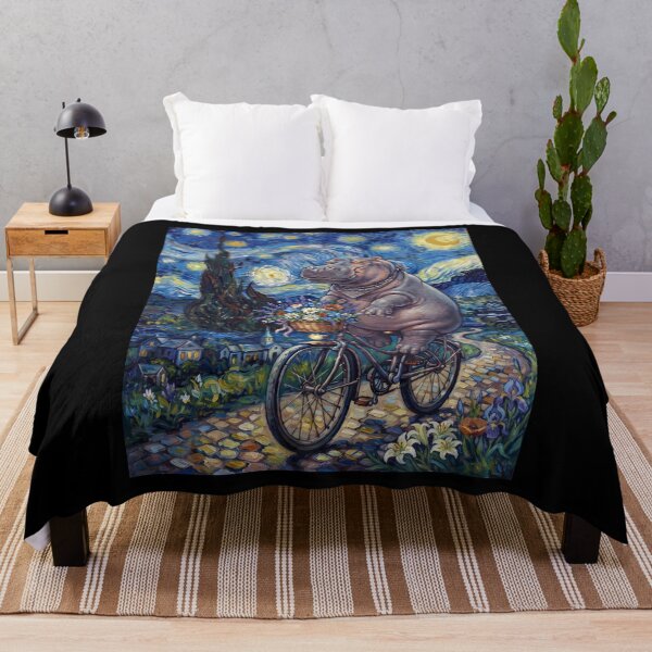 Item preview, Hippo Biking Bike Starry Night Van Gogh Art Animal Lover designed and sold by dian-rody-crest.