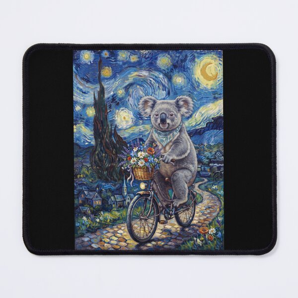 Item preview, Koala Biking Bike Starry Night Van Gogh Art Animal Lover designed and sold by dian-rody-crest.