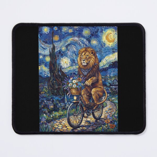 Item preview, Lion Biking Bike Starry Night Van Gogh Art Animal Lover designed and sold by dian-rody-crest.