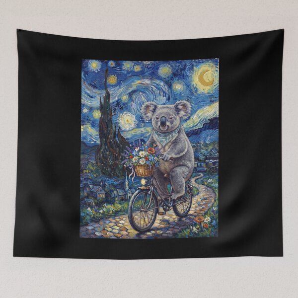Item preview, Koala Biking Bike Starry Night Van Gogh Art Animal Lover designed and sold by dian-rody-crest.