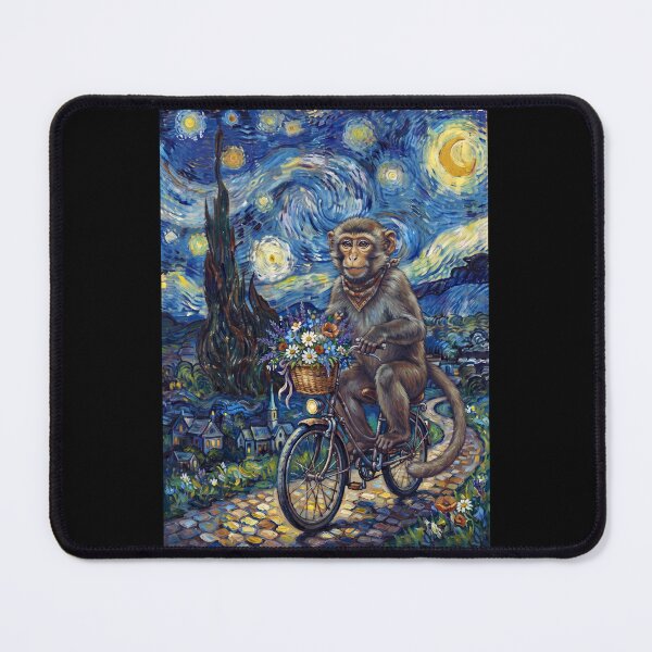 Item preview, Monkey Biking Bike Starry Night Van Gogh Art Animal Lover designed and sold by dian-rody-crest.