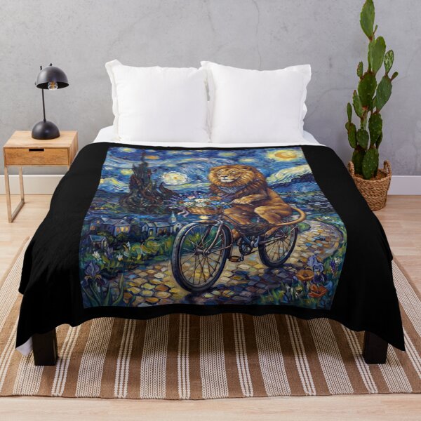 Item preview, Lion Biking Bike Starry Night Van Gogh Art Animal Lover designed and sold by dian-rody-crest.