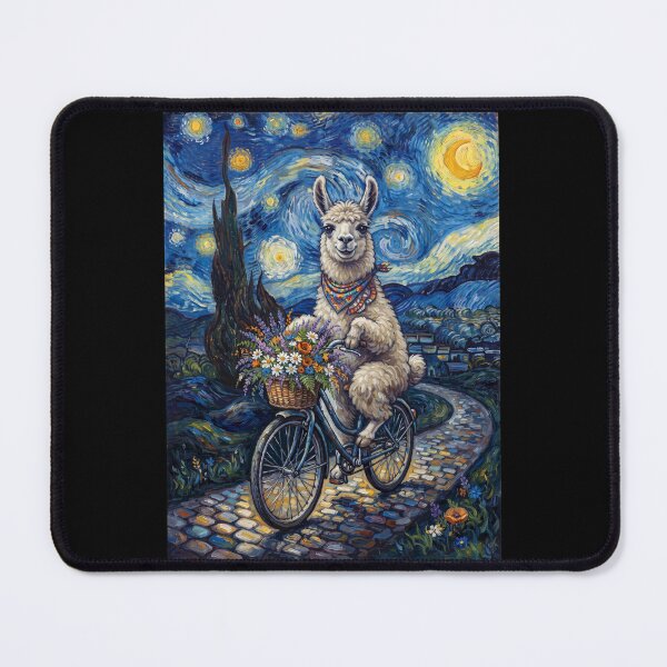 Item preview, Llama Biking Bike Starry Night Van Gogh Art Animal Lover designed and sold by dian-rody-crest.