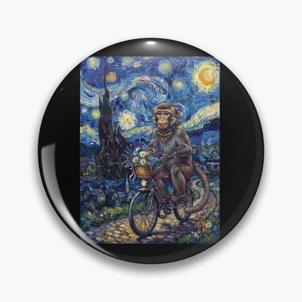 Item preview, Monkey Biking Bike Starry Night Van Gogh Art Animal Lover designed and sold by dian-rody-crest.