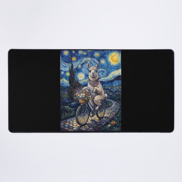 Item preview, Llama Biking Bike Starry Night Van Gogh Art Animal Lover designed and sold by dian-rody-crest.