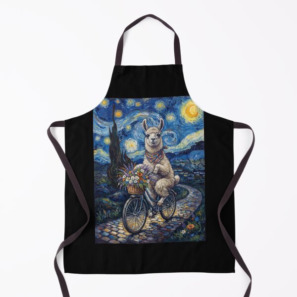 Item preview, Llama Biking Bike Starry Night Van Gogh Art Animal Lover designed and sold by dian-rody-crest.