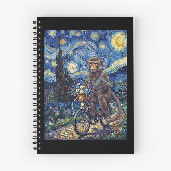 Item preview, Monkey Biking Bike Starry Night Van Gogh Art Animal Lover designed and sold by dian-rody-crest.