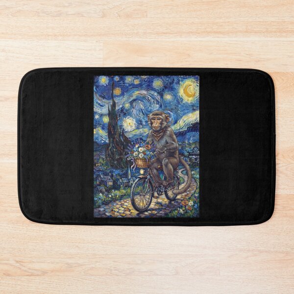 Item preview, Monkey Biking Bike Starry Night Van Gogh Art Animal Lover designed and sold by dian-rody-crest.