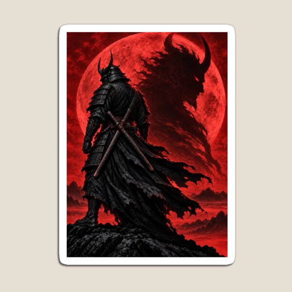 Item preview, Horned Samurai Before Red Moon and Spectral Face designed and sold by MouradStudio.