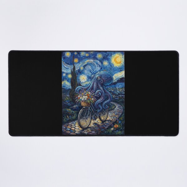 Item preview, Octopus Biking Bike Starry Night Van Gogh Art Animal Lover designed and sold by dian-rody-crest.
