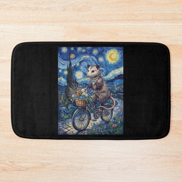 Item preview, Opossum Biking Bike Starry Night Van Gogh Art Animal Lover designed and sold by dian-rody-crest.