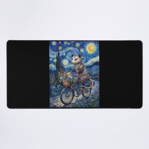 Item preview, Opossum Biking Bike Starry Night Van Gogh Art Animal Lover designed and sold by dian-rody-crest.