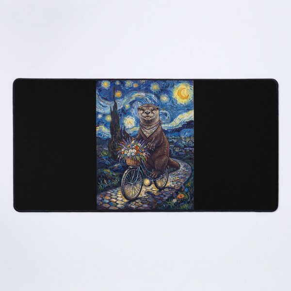 Item preview, Otter Biking Bike Starry Night Van Gogh Art Animal Lover designed and sold by dian-rody-crest.