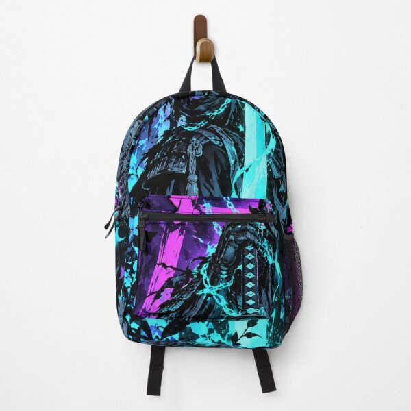 Item preview, Neon Samurai with Cyan Sword Beneath Purple Torii designed and sold by MouradStudio.