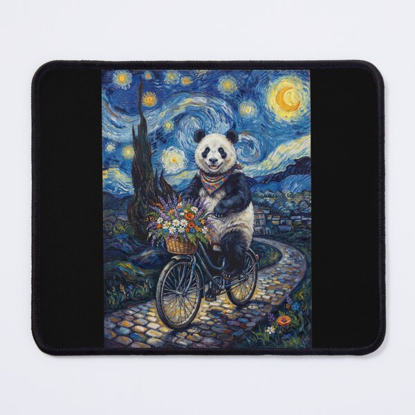 Item preview, Panda Biking Bike Starry Night Van Gogh Art Animal Lover designed and sold by dian-rody-crest.