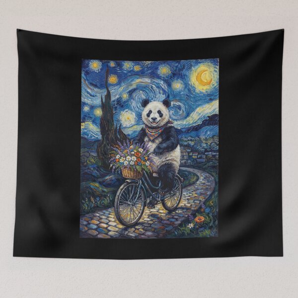 Item preview, Panda Biking Bike Starry Night Van Gogh Art Animal Lover designed and sold by dian-rody-crest.