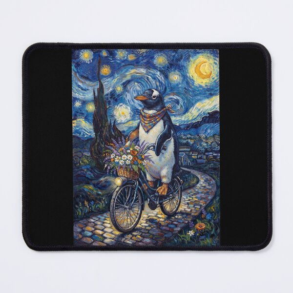 Item preview, Penguin Biking Bike Starry Night Van Gogh Art Animal Lover designed and sold by dian-rody-crest.