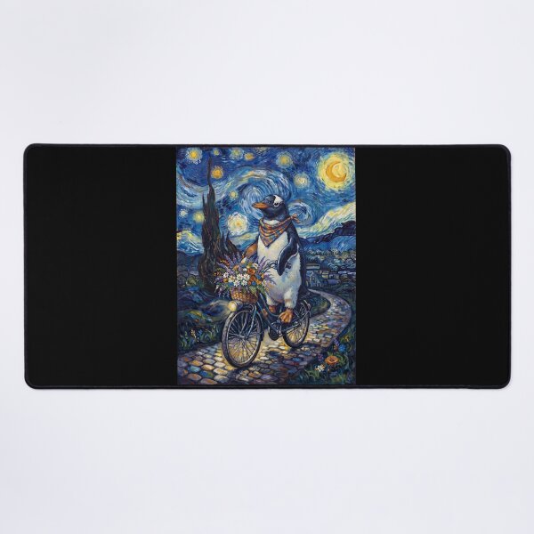 Item preview, Penguin Biking Bike Starry Night Van Gogh Art Animal Lover designed and sold by dian-rody-crest.