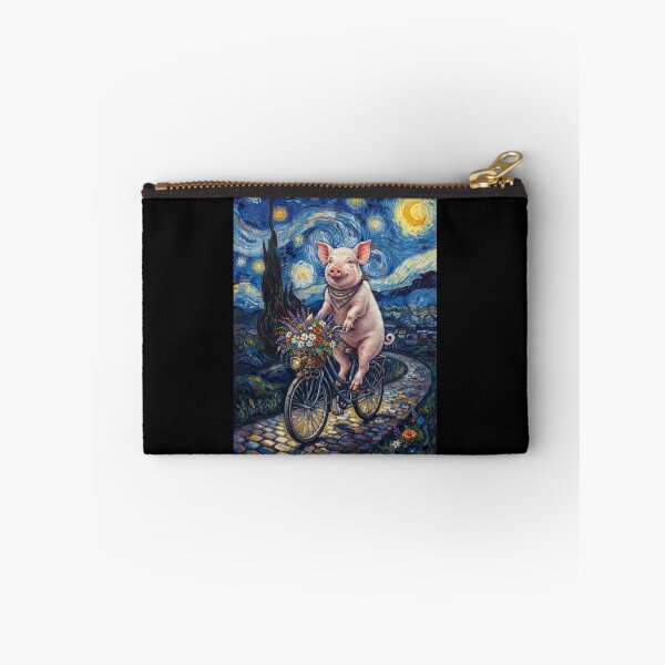 Item preview, Pig Biking Bike Starry Night Van Gogh Art Animal Lover designed and sold by dian-rody-crest.