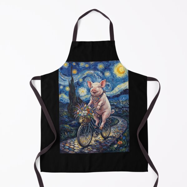 Item preview, Pig Biking Bike Starry Night Van Gogh Art Animal Lover designed and sold by dian-rody-crest.
