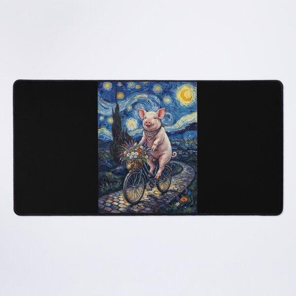 Item preview, Pig Biking Bike Starry Night Van Gogh Art Animal Lover designed and sold by dian-rody-crest.