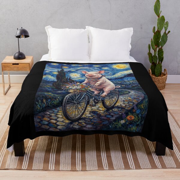 Item preview, Pig Biking Bike Starry Night Van Gogh Art Animal Lover designed and sold by dian-rody-crest.