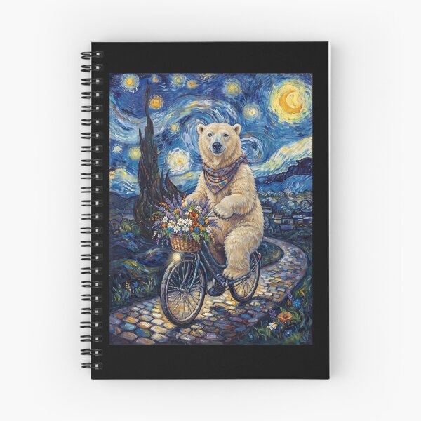 Item preview, Polar Bear Biking Bike Starry Night Van Gogh Art Animal Lover designed and sold by dian-rody-crest.