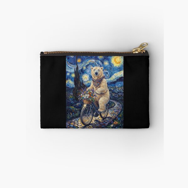Item preview, Polar Bear Biking Bike Starry Night Van Gogh Art Animal Lover designed and sold by dian-rody-crest.