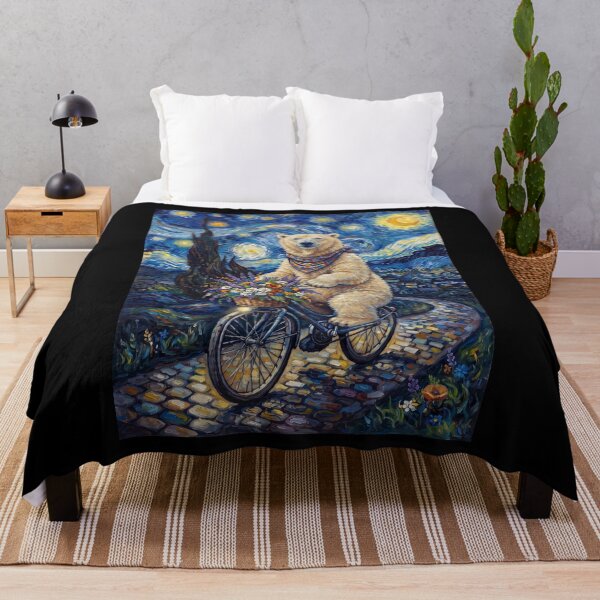 Item preview, Polar Bear Biking Bike Starry Night Van Gogh Art Animal Lover designed and sold by dian-rody-crest.