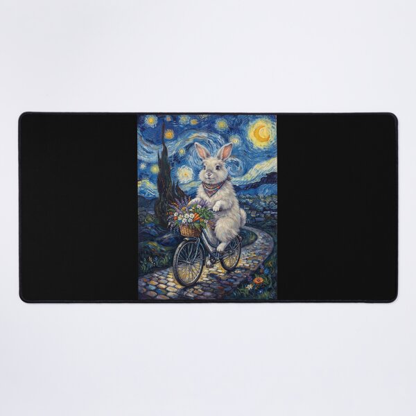 Item preview, Rabbit Biking Bike Starry Night Van Gogh Art Animal Lover designed and sold by dian-rody-crest.
