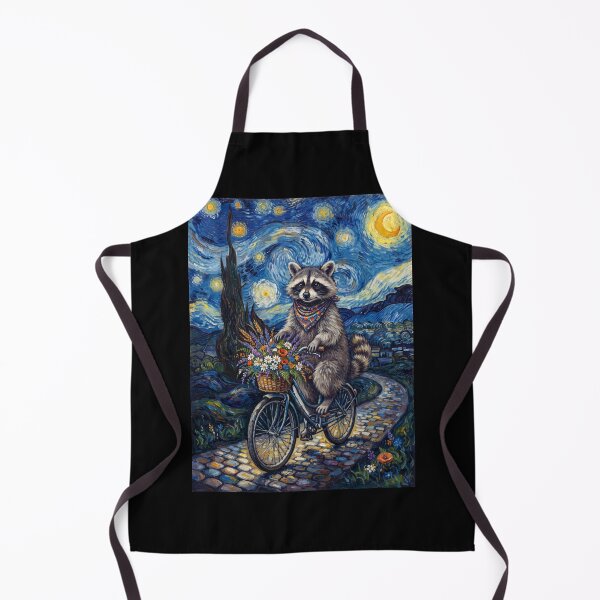 Item preview, Raccoon Biking Bike Starry Night Van Gogh Art Animal Lover designed and sold by dian-rody-crest.