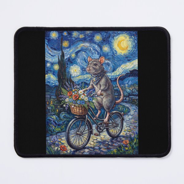 Item preview, Rat Biking Bike Starry Night Van Gogh Art Animal Lover designed and sold by dian-rody-crest.