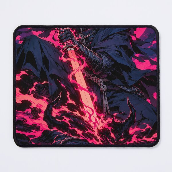 Item preview, Magenta Moon Samurai with Flaming Sword and Horned Beast designed and sold by MouradStudio.
