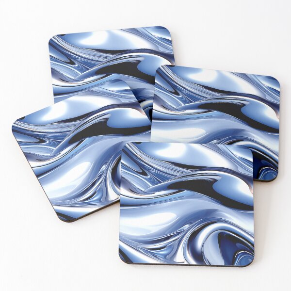 Item preview, Abstract Silvery-Blue Metallic-Like Waves Fluid Art designed and sold by DEC02.