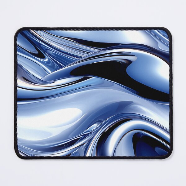 Item preview, Abstract Silvery-Blue Metallic-Like Waves Fluid Art designed and sold by DEC02.